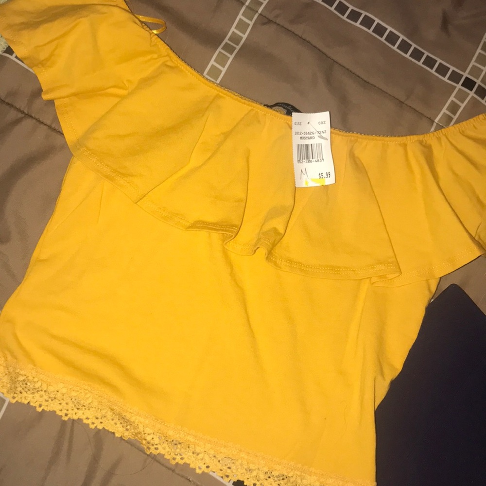 Ruffle off the shoulder crop top